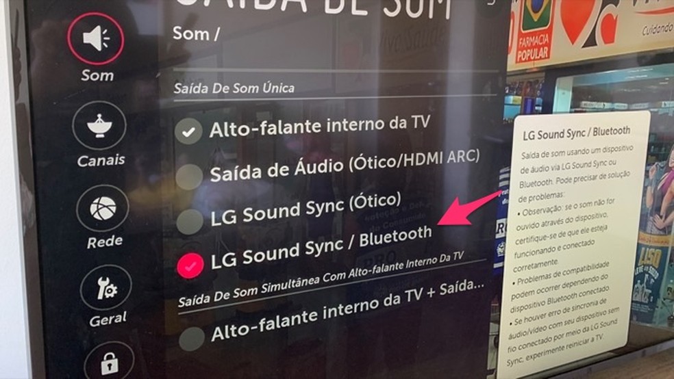 Ligue o Bluetooth da TV para conectar um fone de ouvido totalmente sem fio — Foto: Reprodução/Marvin Costa