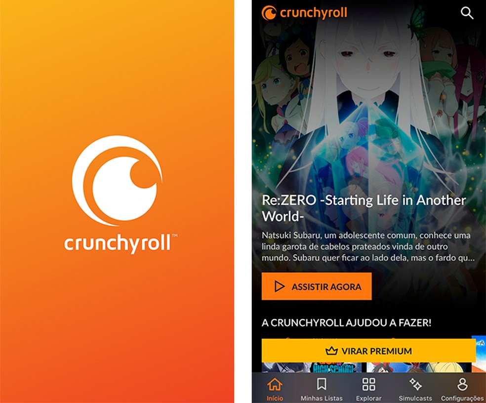 O app Crunchyroll tem diversos animes no catálogo — Foto: Reprodução/Luana Antunes