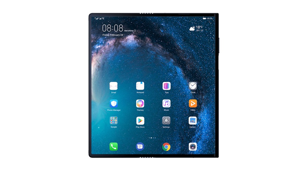 Aberto, o Mate X é um tablet de 8 polegadas — Foto: Divulgação/Huawei