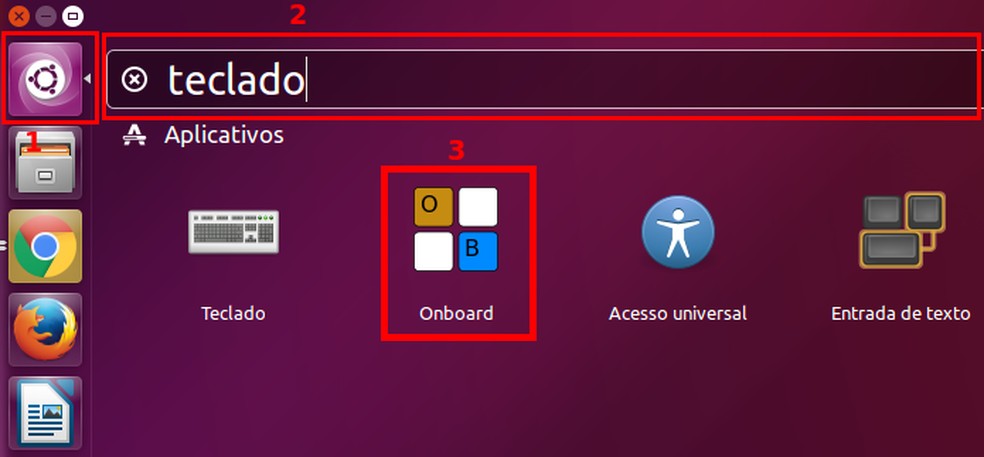 Executando o teclado virtual do Ubuntu a partir do Dash (Foto: Reprodução/Edivaldo Brito) — Foto: TechTudo
