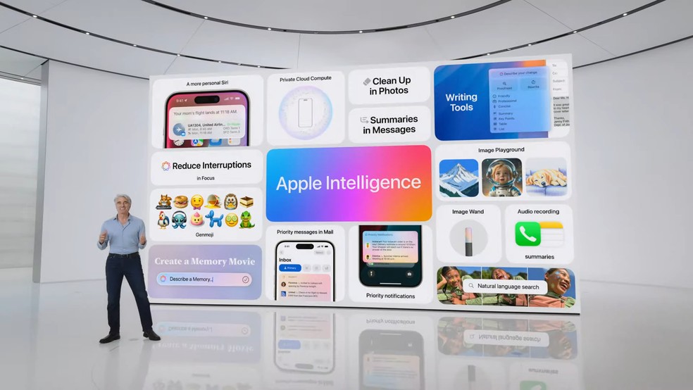 Apple Intelligence vai integrar IA a vários aplicativos — Foto: Reprodução/Apple