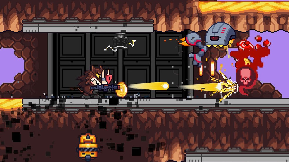 Guts 'n Grunts é um game 2D retrô cheio de ação inspirado por clássicos como Contra e Turrican — Foto: Reprodução/Steam