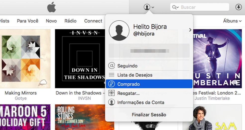 Acesse as suas compras na iTunes Store (Foto: Reprodução/Helito Bijora) — Foto: TechTudo