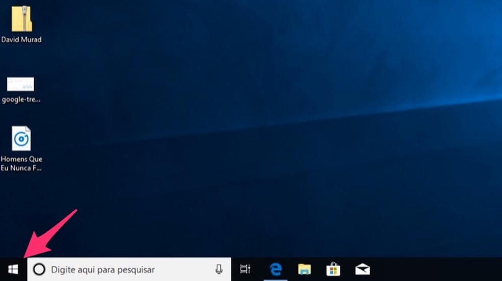 Ação para visualizar as opções do Windows 10 no botão home do sistema — Foto: Reprodução/Marvin Costa