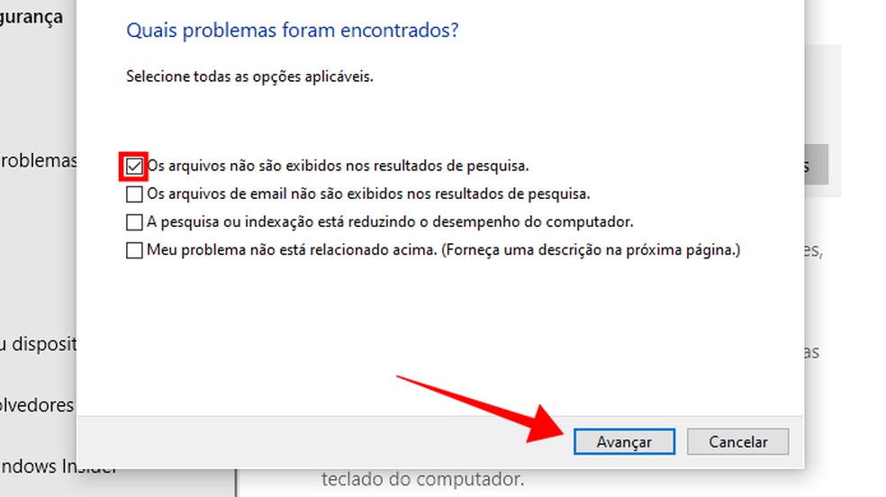 Busque uma solução para um problema na busca do Windows 10 — Foto: Reprodução/Paulo Alves