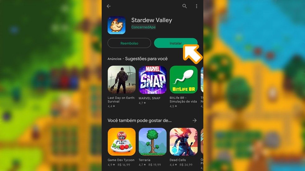 Após realizar a compra de Stardew Valley basta fazer download do game para seu dispositivo Android ou iPhone (iOS) — Foto: Reprodução/Rafael Monteiro