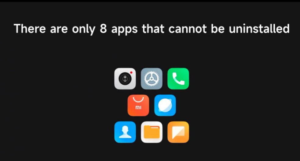 Apenas 8 app não podem ser desinstalado de um telefone Xiaomi ou Redmi com o MIUI 14. — Foto: Reprodução/My Smart Price