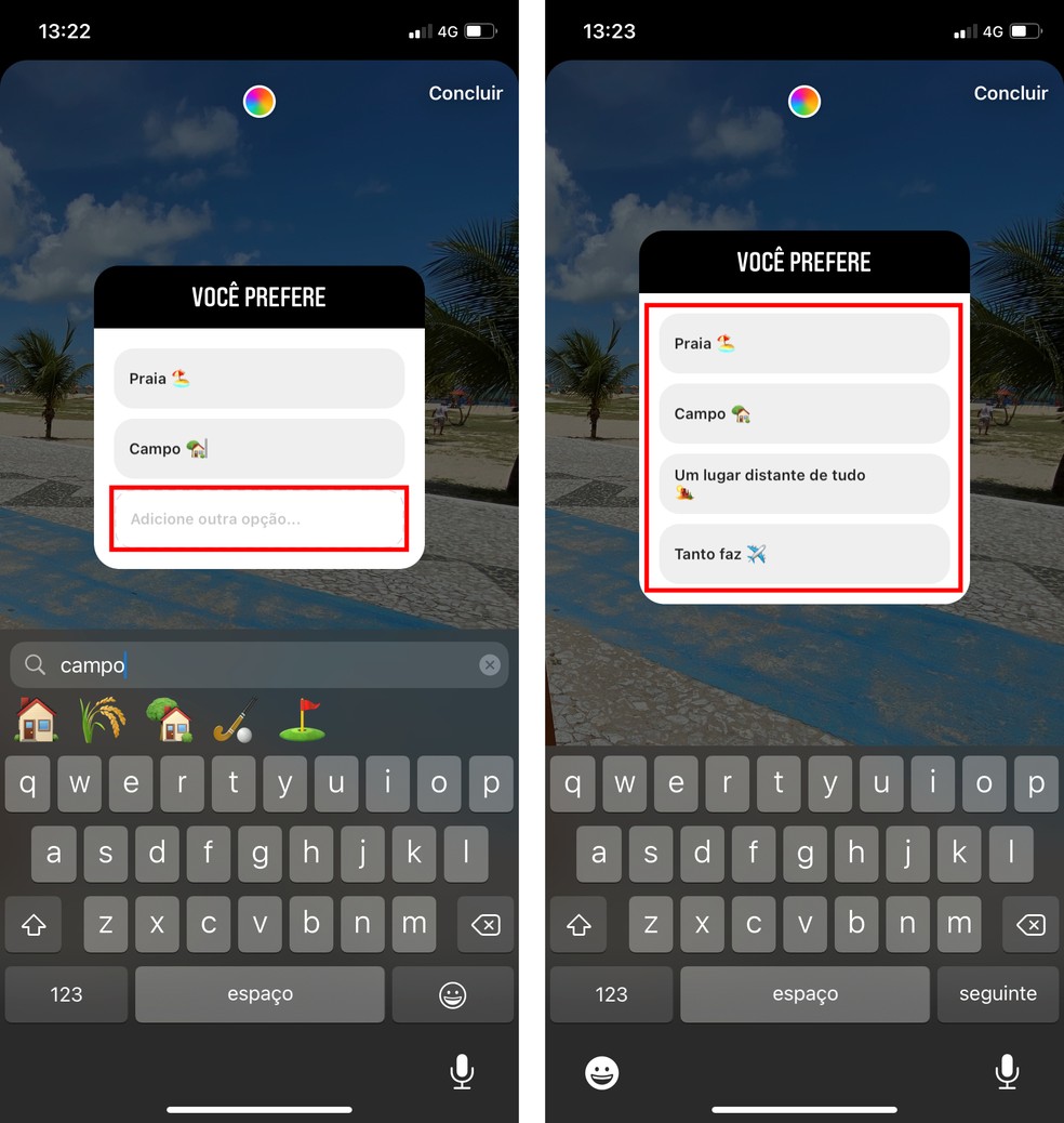 Enquete no Instagram Stories: nova versão do sticker permite adicionar até quatro alternativas em questão — Foto: Reprodução/Rodrigo Fernandes