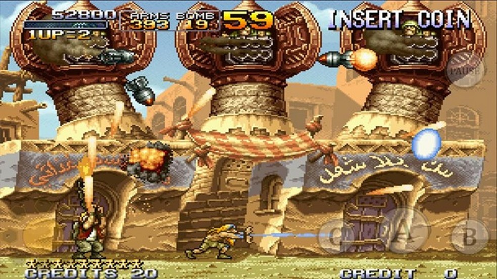 Metal Slug 2 apresenta sua clássica ação frenética com modo cooperativo (Foto: Reprodução/Google Play) — Foto: TechTudo