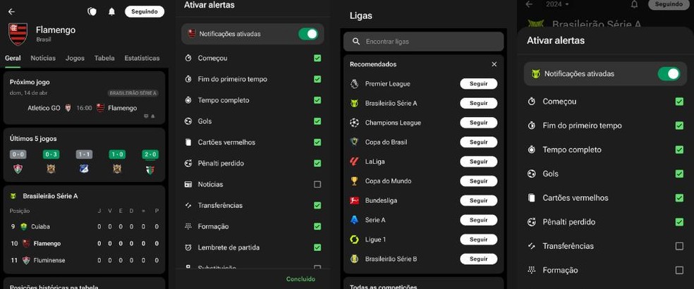 Como receber notificação de jogos e campeonatos no FotMob? — Foto: Reprodução/Beatriz Abilio