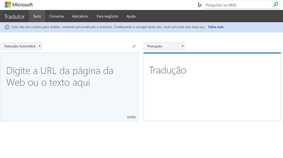 'Ferramentas de idiomas Google': Microsoft Tradutor suporta mais de 60 idiomas — Foto: Reprodução/Paulo Alves