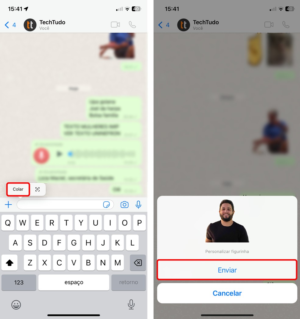 Saiba como criar figurinha no WhatsApp com recurso Live Objects do iPhone — Foto: Reprodução/Rodrigo Fernandes