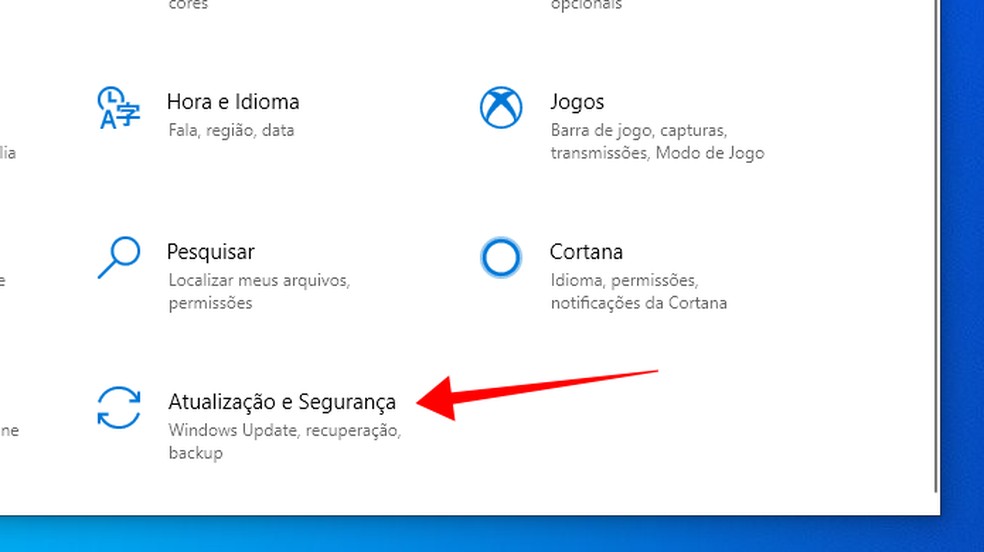 Acesse o menu de atualizações do Windows 10 — Foto: Reprodução/Paulo Alves