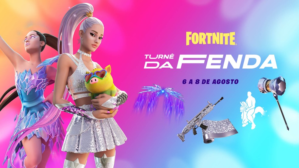 Ariana Grande participou de Fortnite na Turnê da Fenda — Foto: Divulgação/Epic Games