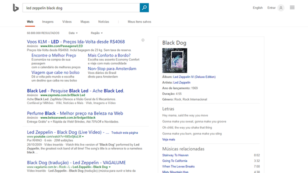 Bing não conseguiu competir com o Google e foi mais um fracasso da Microsoft — Foto: Reprodução/Bing