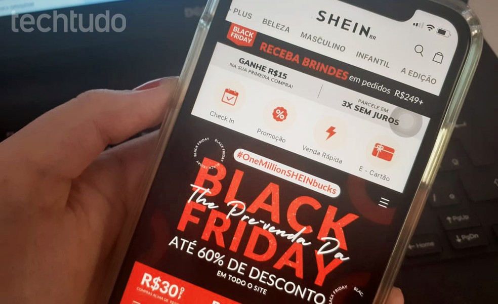 Comprar na Shein durante datas como Black Friday pode ajudar a fazer com que o preço total do pedido fique abaixo dos US$ 50 — Foto: Luana Antunes/TechTudo