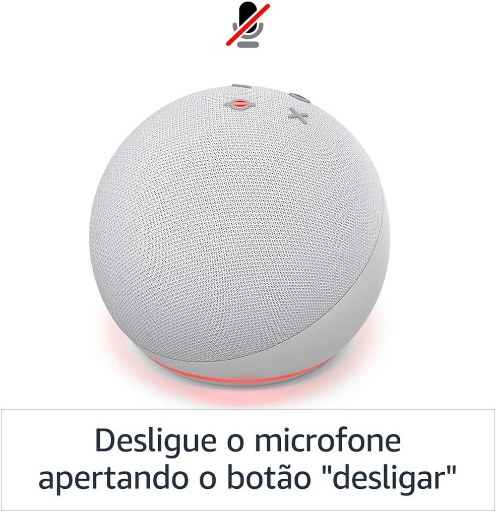 A luz vermelha na Alexa aparece quando o botão de desligar o microfone é pressionado — Foto: Reprodução/Amazon