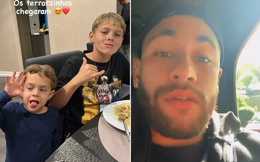 Neymar recebe visita do filho e de caçula de Carol Dantas, e parabeniza a ex