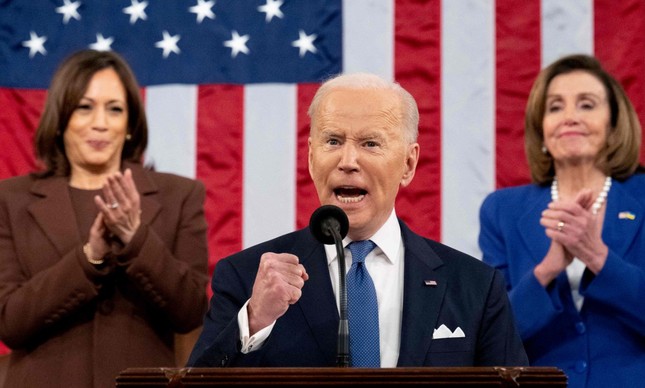 O presidente dos Estados Unidos, Joe Biden, concede o discurso do Estado da União 