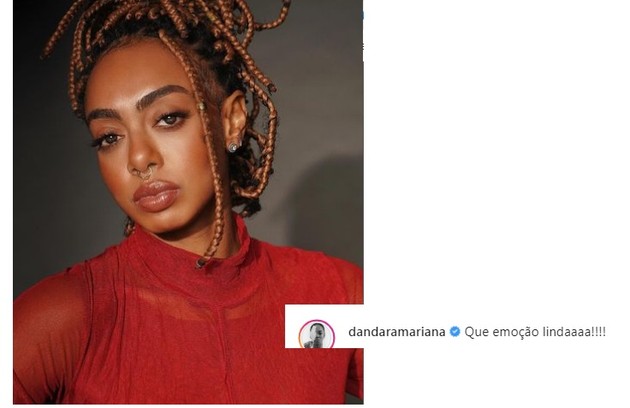 Dandara Mariana, que também será sua colega de elenco, deixou mensagem carinhosa (Foto: Reprodução)