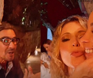 André Gonçalves e a mulher, Danielle Winits, na festa de aniversário de Rita Guedes | Reprodução