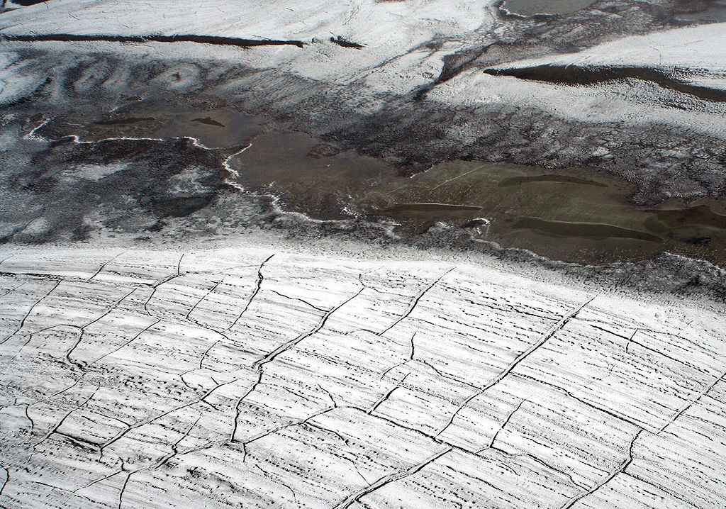 Imagem aérea do permafrost no Ártico canadense (Foto: Wikimedia Commons)