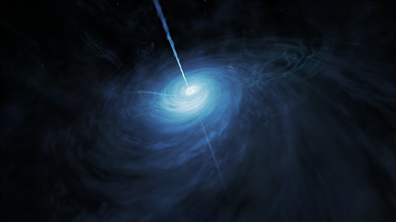 Representação artística do quasar J043947.08+163415.7 (Foto: ESA/Hubble, NASA, M. Kornmesser)