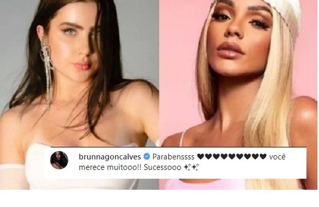 Jade Picon também recebeu os parabéns de Brunna Gonçalves, sua colega de 'BBB' 22 (Foto: Reprodução)