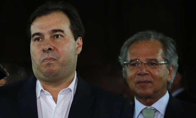 O deputado Rodrigo Maia e o ministro Paulo Guedes