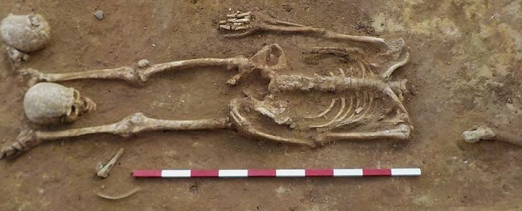 Esqueleto sem cabeça é encontrado em sítio arqueólogico (Foto: Divulgação)