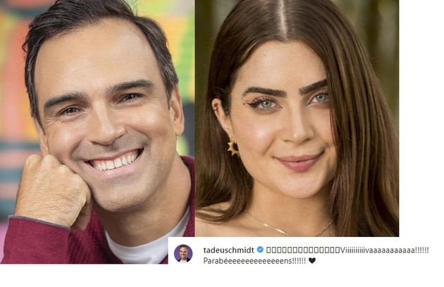 Apresentador do 'BBB', Tadeu Schmidt também se alegrou com a vitória de Jade (Foto: Reprodução)