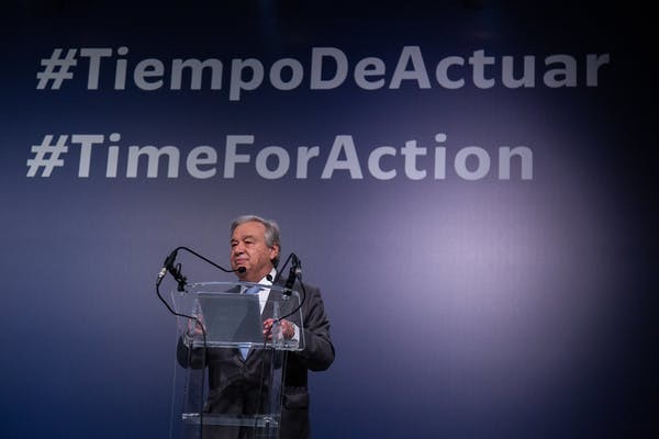 O secretário-geral da ONU, António Guterres, chamou as últimas descobertas da ciência climática de 