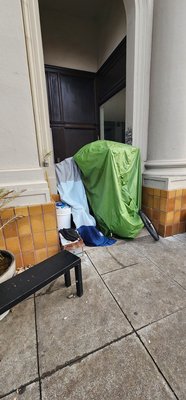 Photo of City of Alameda - Alameda, CA, US. Tent homeless shelter at old Bank of America building