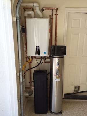 Photo of Pureflo Water Systems - Brentwood, CA, US. New Navien 240a tankless water heater and Filtermax MP water conditioner