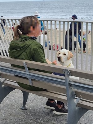 Photo of Rockaway Beach and Boardwalk - Rockaway Park, NY, US. Memorial day 2021 - What a good boy! Patiently waited for his snack after the owner had hers.