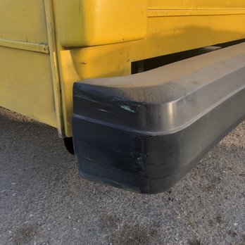 The bus had obviously hit a few things before me with this bumper.