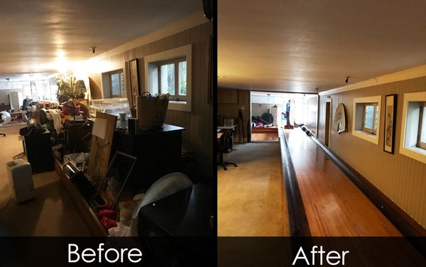 Photo of Rob's Junk Removal and Hauling - San Francisco, CA, US. Before and After shots of a bowling alley that was in a beautiful Victorian house in San Francisco