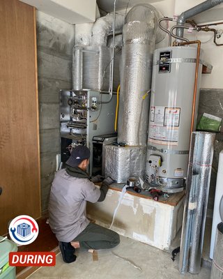 Photo of NEXT HVAC & Appliance Repair - San Francisco, CA, US. Air electrical filter purifier filter "HoneyWell" -- installation.