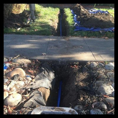 Photo of San Jose Drain and Main - San Jose, CA, US. Water service line replacement with anti corrosive sleeve