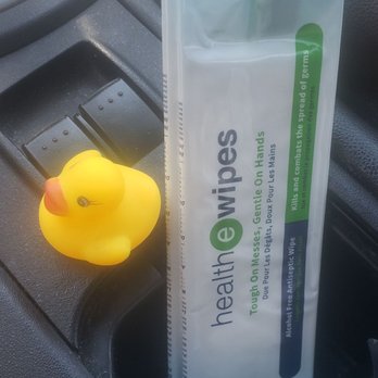 A gift of a mini rubber ducky and wipes!  Thanks Duckys!