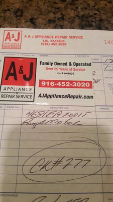 Photo of A & J Appliance Repair Service - Sacramento, CA, US.