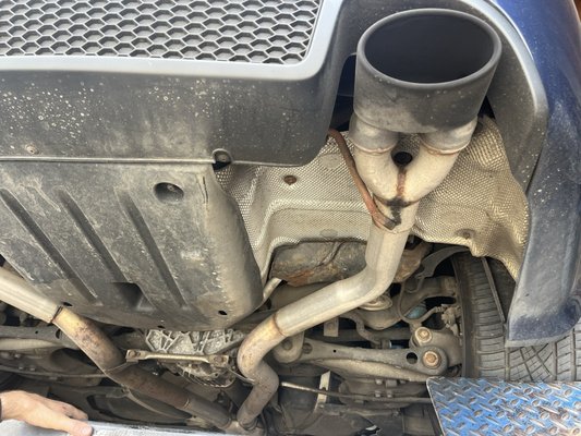 Photo of Golden Auto Muffler & Brake Service - Daly City, CA, US. Straight piped Audi RS4. I want return it to OEM mufflers (left and right)