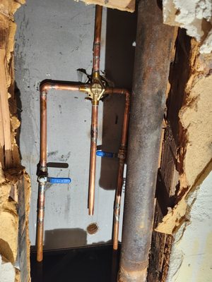 Photo of That's Good Drain & Rooter - Hercules, CA, US. Water line for shower, including ER shut-off valves.