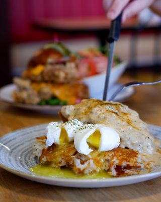 Photo of Deacon's Corner - Vancouver, BC, CA. Chicken & Biscuits w/ Gravy ($16)