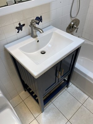 Photo of Vic's Handy Plumbing - Sunnyvale, CA, US. Complete vanity and faucet with drain plumbing installation!