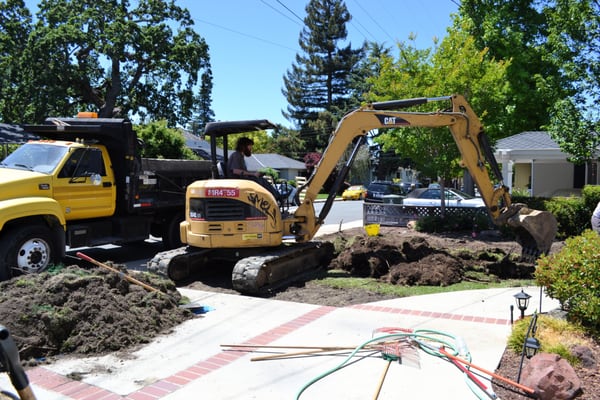 Photo of Hoes and Ditches - Oakland, CA, US. Lawn installation in San Carlos, CA. Here the old existing lawn is being removed and levelled.