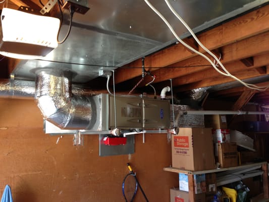 Photo of Ocean Air Heating - San Francisco, CA, US. Replaced gravity heater with 95% carrier hung on opposite side of garage