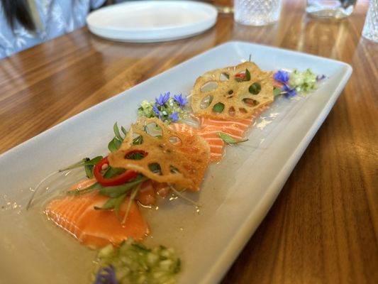 Photo of Saltbreaker - Alameda, CA, US. Salmon belly crudo - if you have a defined palate for raw fish, this was very passable. Nothing special