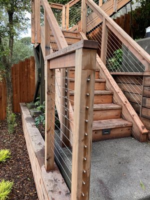 Photo of Tamate Landscaping - San Francisco, CA, US. New stairs & stainless steel cable system in Ashbury Hts, San Francisco