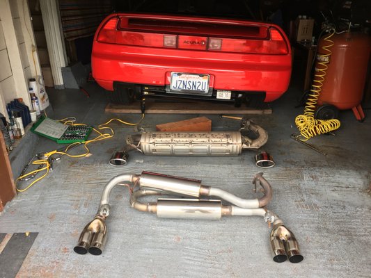 Photo of Golden Auto Muffler & Brake Service - Daly City, CA, US. Original exhaust vs, aftermarket.